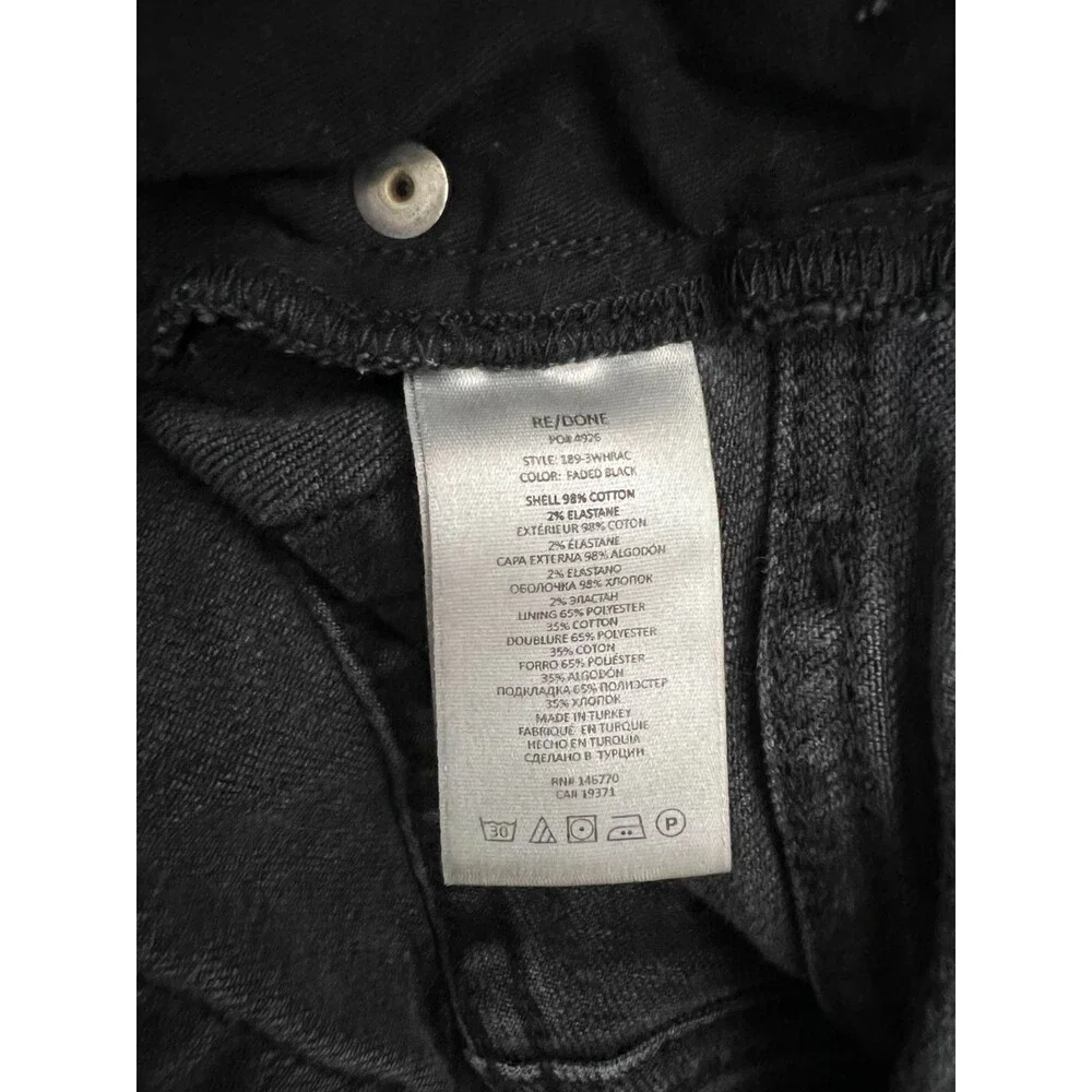 RE/DONE Faded Black Cropped Straight Leg Jeans Size 27 Button Fly High Waist